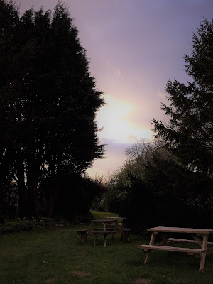 Leicestershire, beer garden, sunset