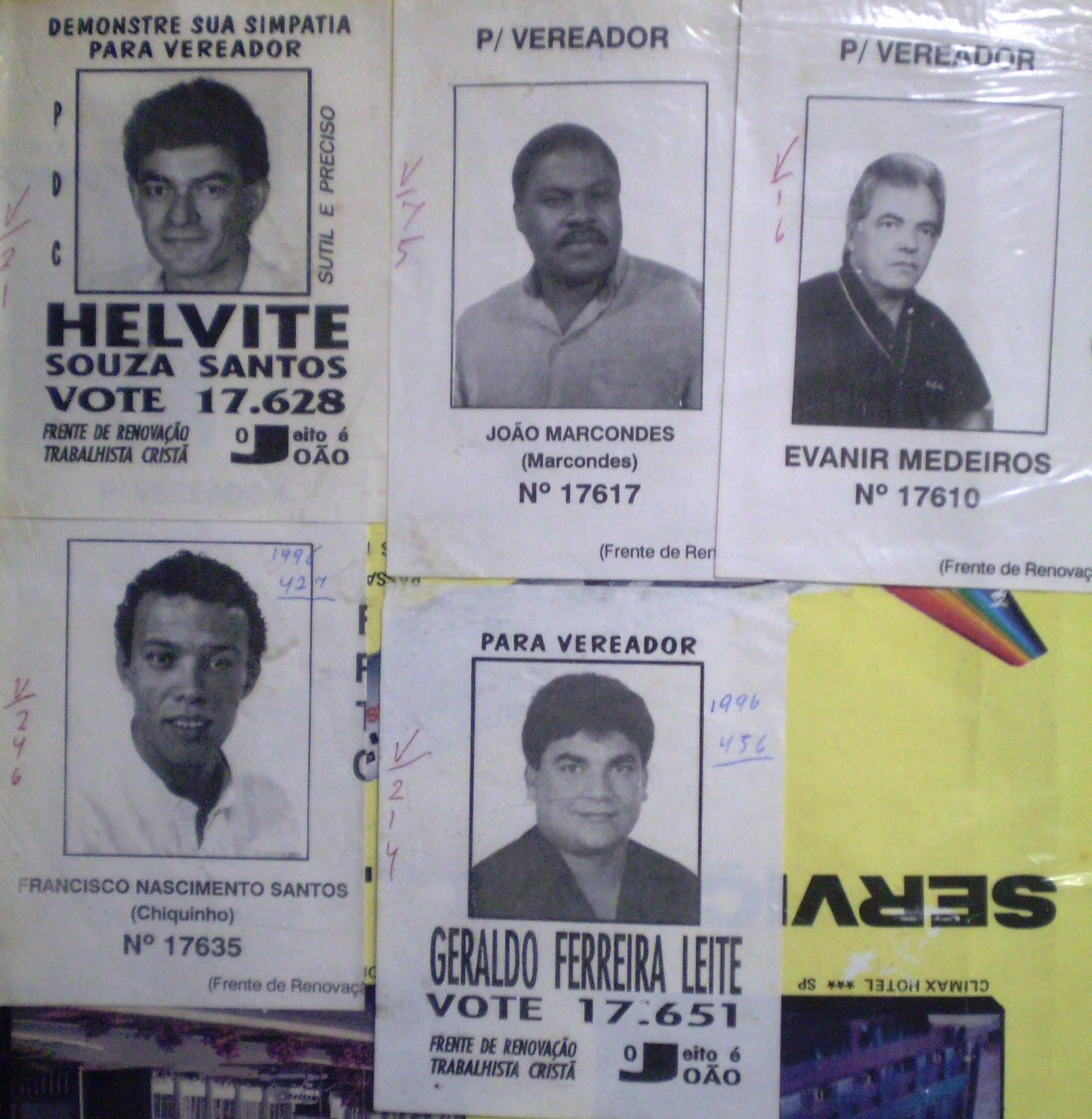Memória de Pirassununga Eleições Municipais 1992 Santinhos