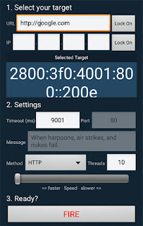 Android LOIC Interface GUI Screenshot