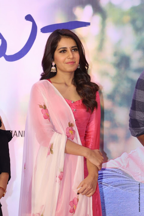 Raashi Khanna Stills At Tholi Prema Movie Success Meet