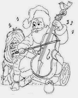 desenho de papai noel tocando violoncelo