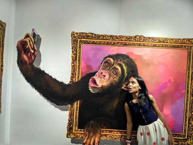 Selfie with monkey 3d art painting