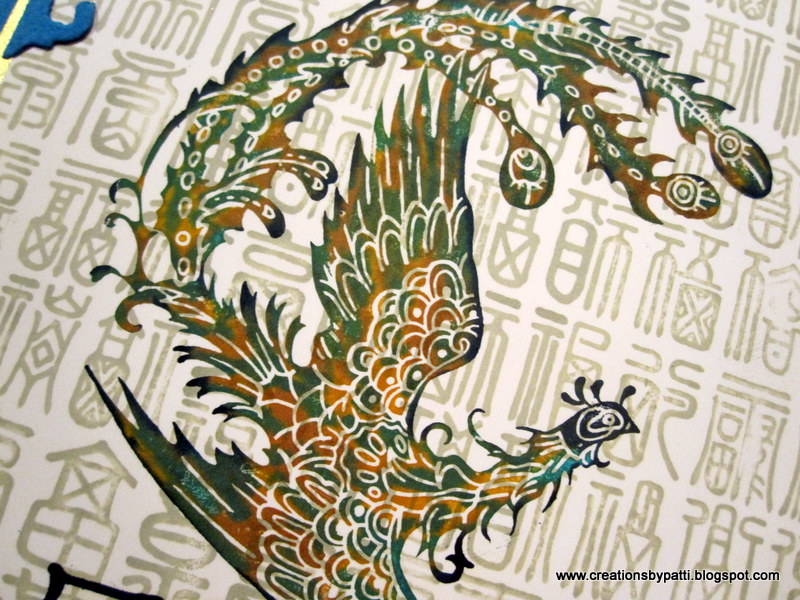 Creations by Patti Phoenix Card using Local King Rubber Stamps