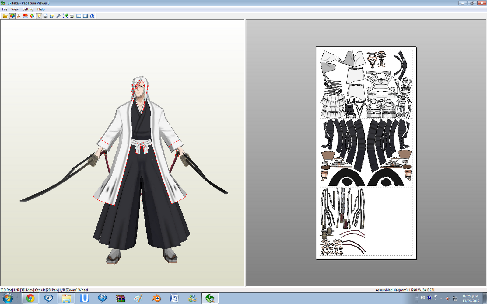 Bleach - Ukitake Papercraft ~ Paperkraft.net - Free Papercraft, Paper ...