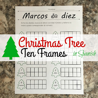 Christmas Tree Ten Frames in Spanish