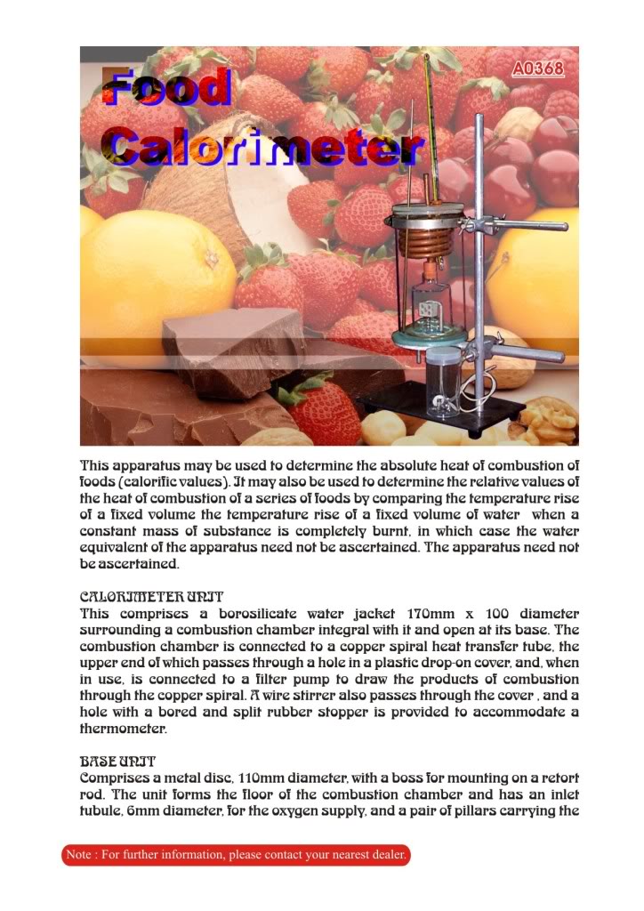 MD SUPPORT MARKETING FOOD CALORIMETER