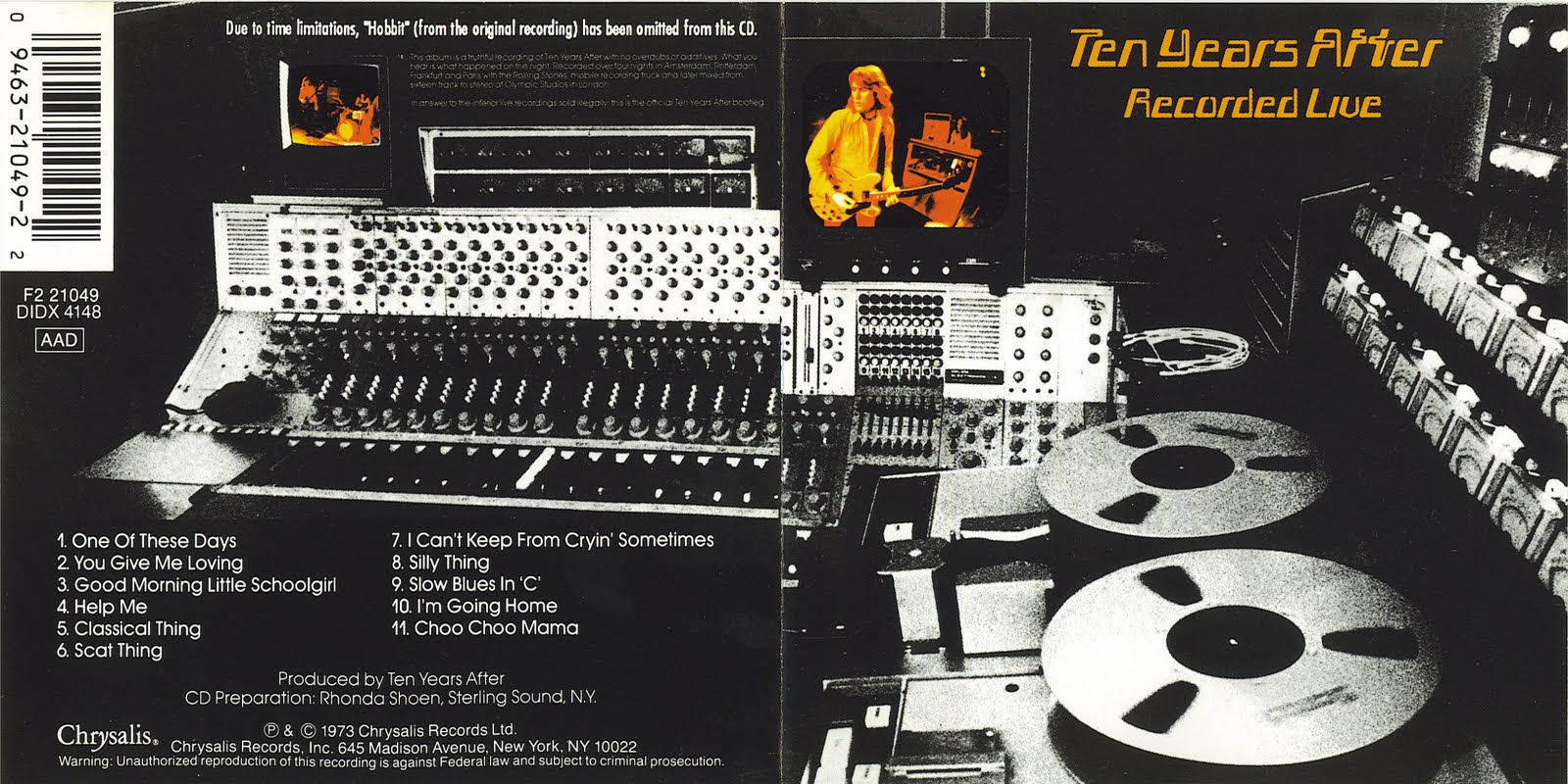 1975 - toys in the attic. After record. After record. Ten years after - recorded live. After record.