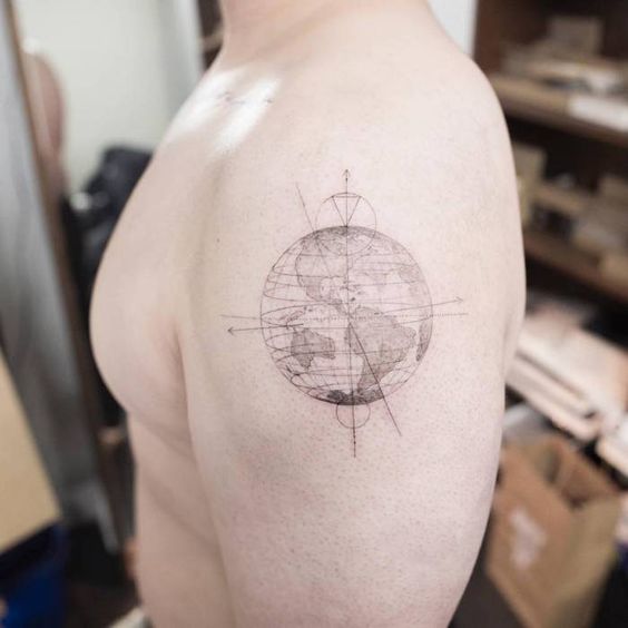 tatuagem globo terrestre