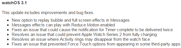 watchOS 3.1 Features watchOS 3.1 Features