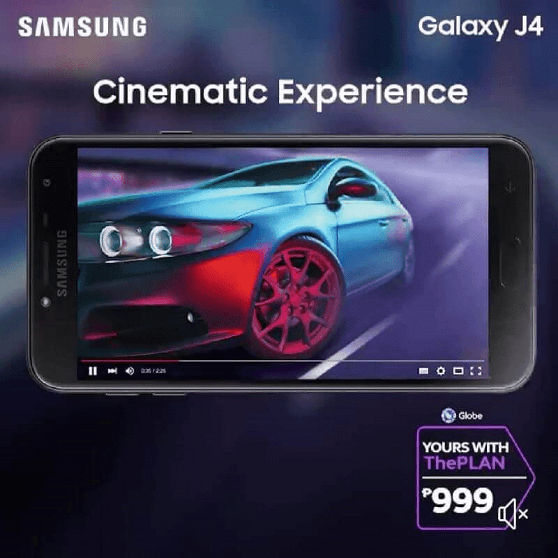 Samsung Galaxy J4 (2018) with 32GB storage now available at Globe's ThePlan 999