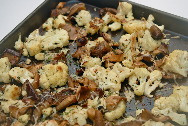 Roasted mushrooms and cauliflower