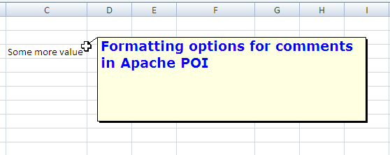 Formatting Options in Comments - Apache POI Example