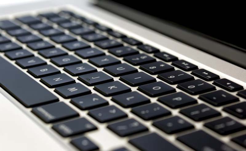 Close up of keyboard of a modern laptop