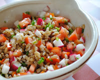 Salada de Cevadinha, com Tomate e Rabanete Salada de Cevadinha, com Tomate e Rabanete (vegana)