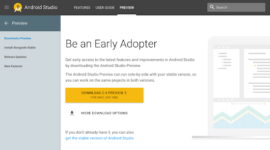 Avviso a tutti gli utenti che vogliono provare le anteprime di Android Studio