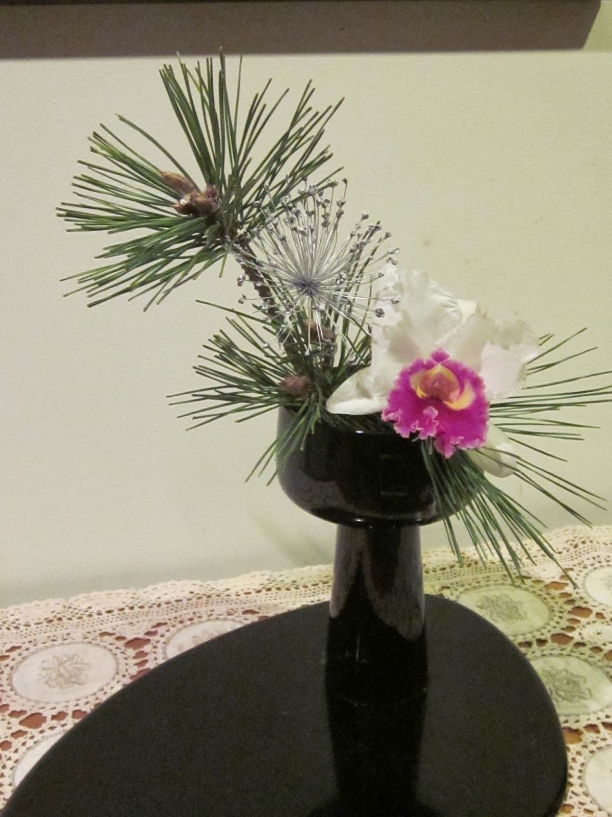 Orchids and Ikebana Orchid in Ikebana Arrangement