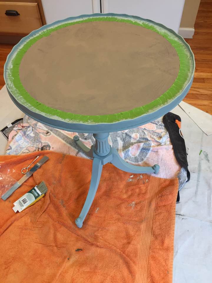 Duck Egg blue applied for the second coat. Duck Egg blue applied for the second coat.