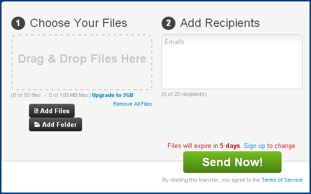 Transferbigfiles: Envoyer des fichiers volumineux par email