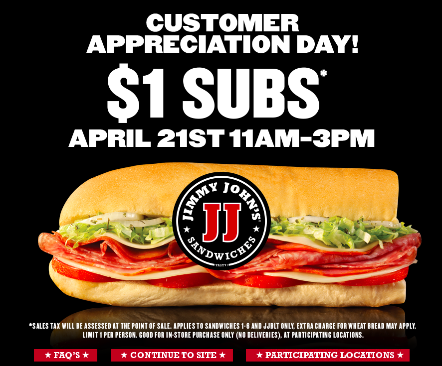 1 Sub Day Jimmy John's! A Single Coupon