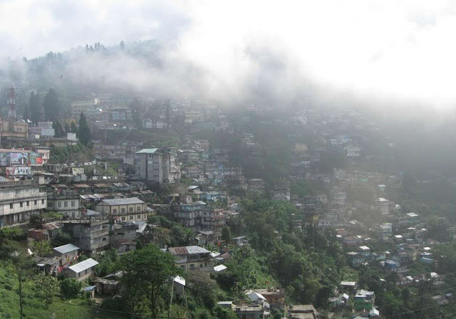 Kurseong Town covered in clouds