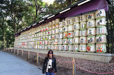Sake Barrels at Meiji Shrine Tokyo Japan