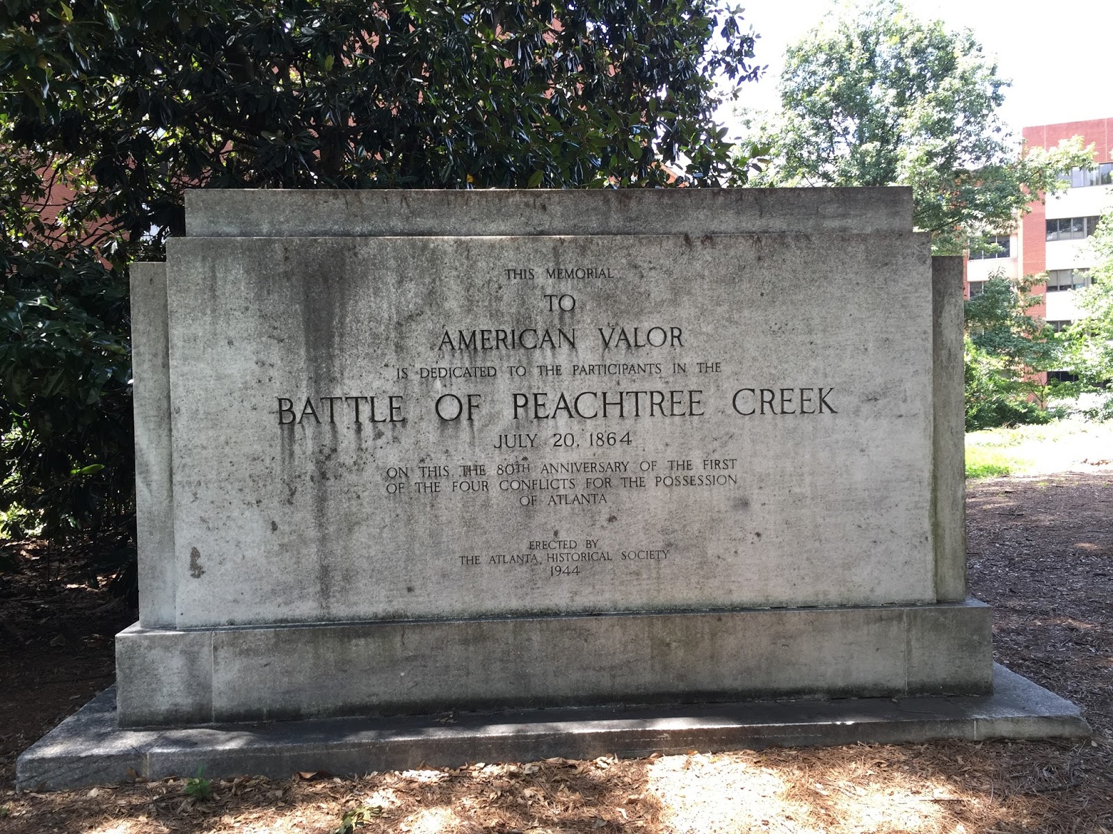 The Civil War Picket Battle of Peachtree Creek monuments temporarily