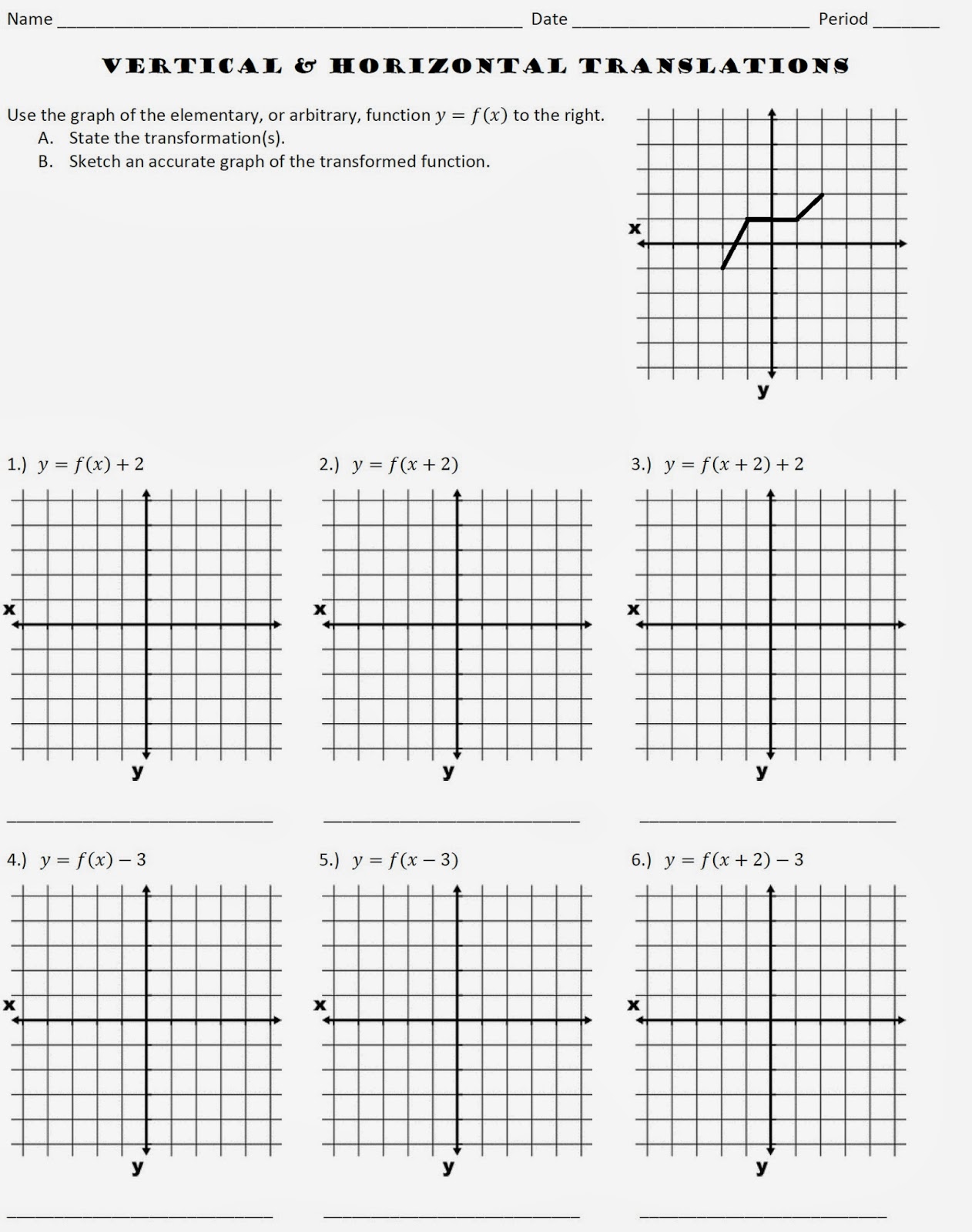 Translate left 9 units, stretch vertically by a factor of 5, and translate down 23 units picture