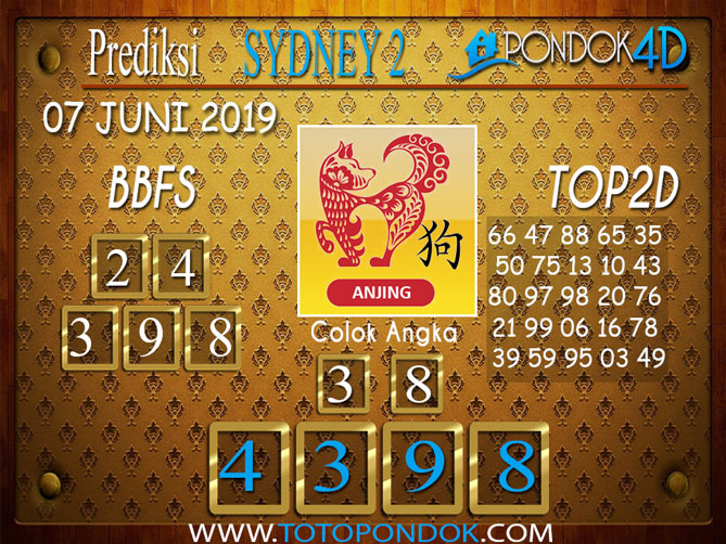 Prediksi Togel SYDNEY 2 PONDOK4D 07 JUNI 2019