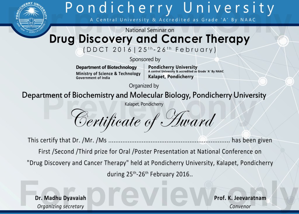 certificates for national seminar pondicherry university 8 5 pixels