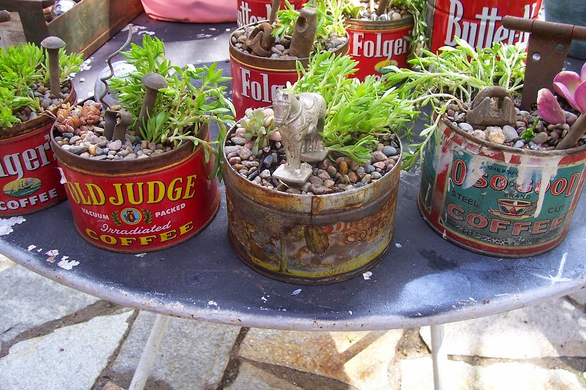 Saturdays Vintage Finds Herd Of Repurposed Coffee Tin Planters