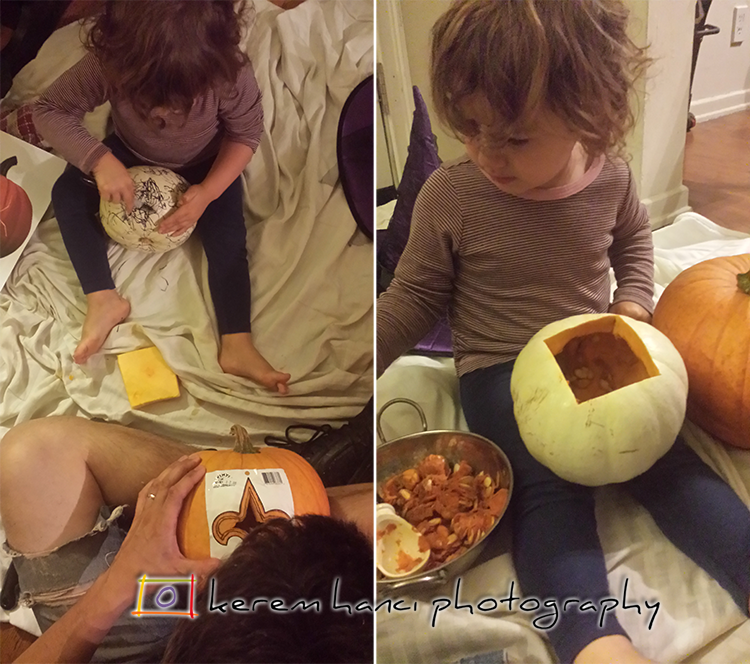 A family tradition of pumpkin carving at Hanci residence