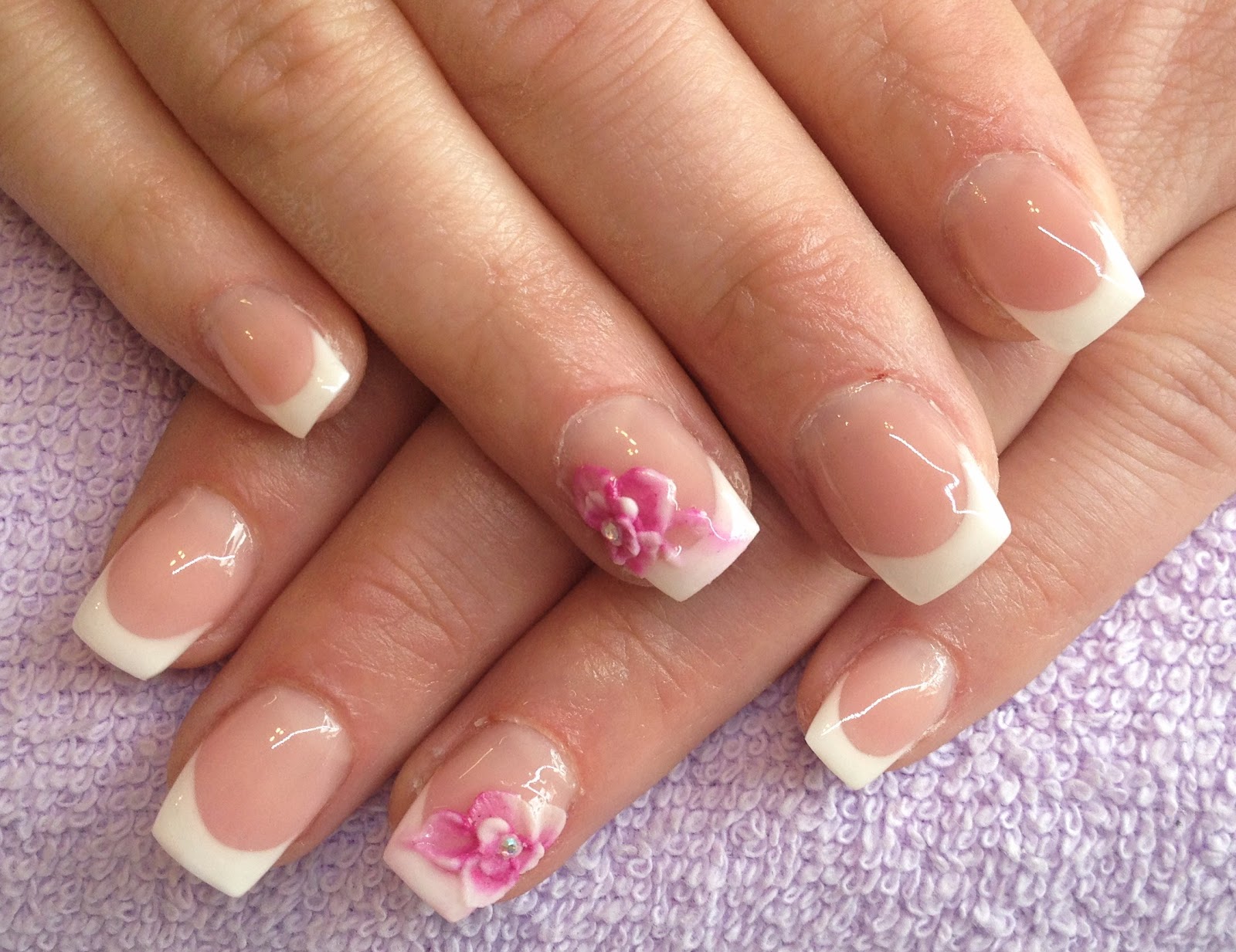 GLAMOUR NAILS: GEL EXTENSION with 3D acrylic flowers