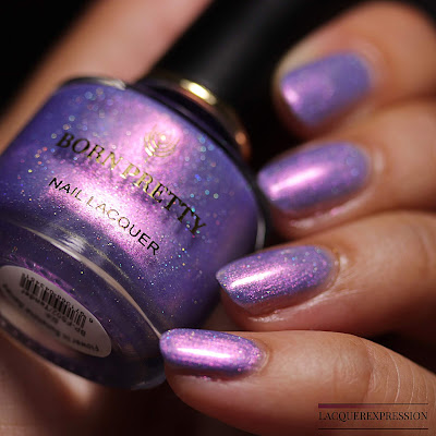 Nail polish swatch and review of holographic, shimmery, chameleon polish Tender by Born Pretty Store