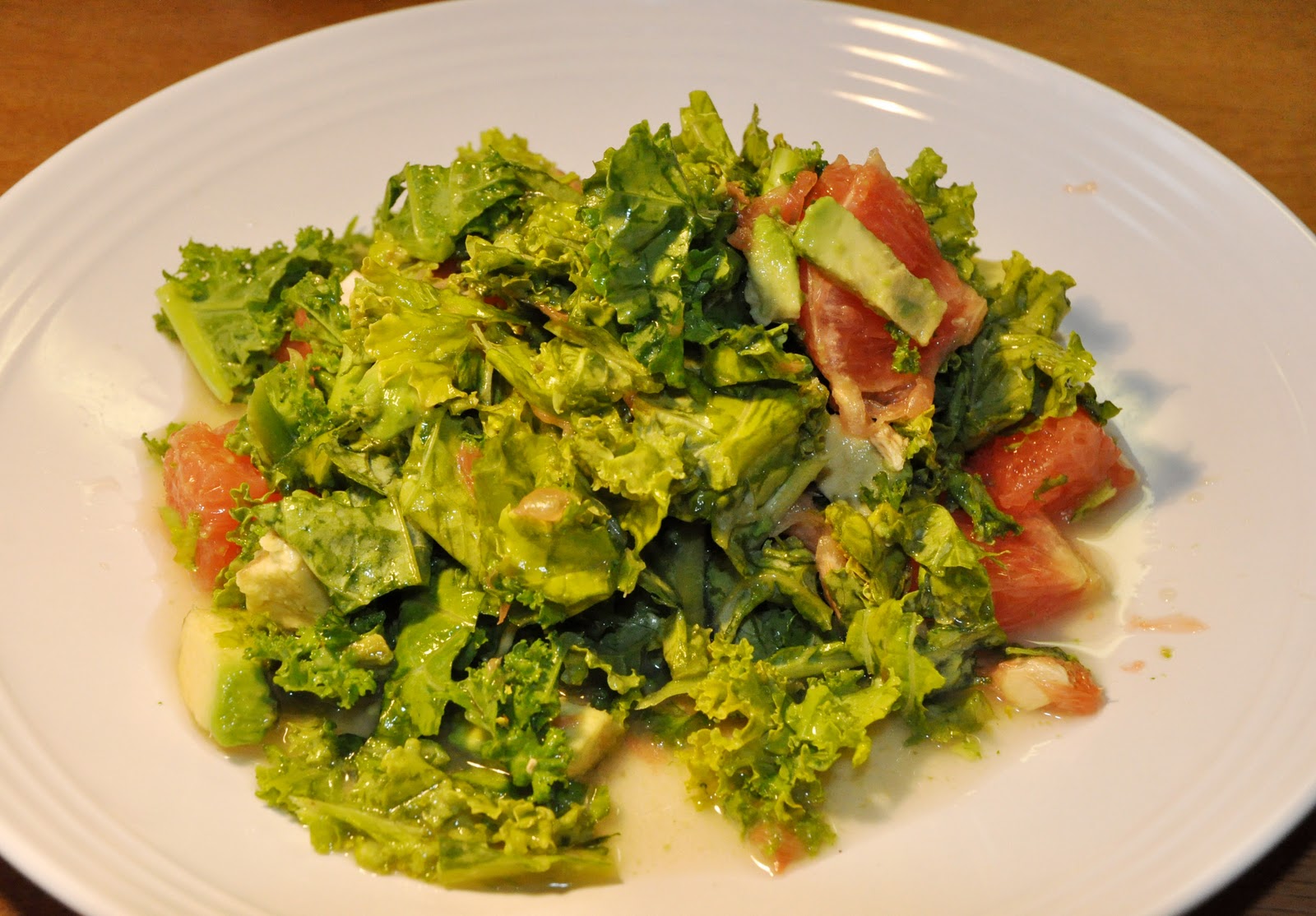The Challenged Health Nut Kale Salad with Avocado and Grapefruit