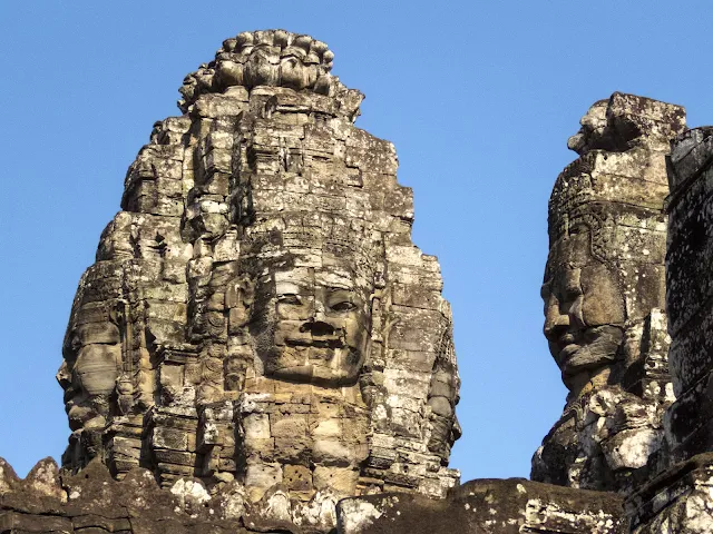 Faces of Bayon Temple at Angkor in Cambodia