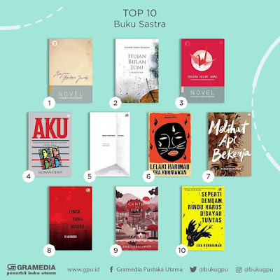 Top 10 Best Seller Buku Sastra Gramedia. Top 10  Buku Sastra terlaris Gramedia
