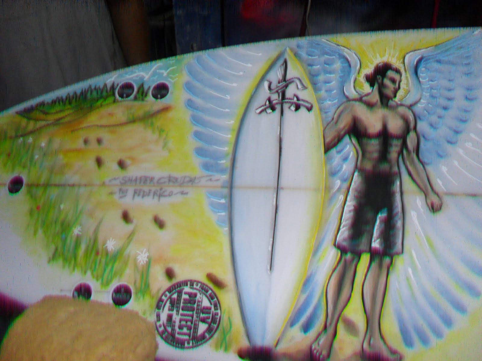 SURFBOARDS ART CORA FERNANDEZ OLIVER SURFBOARD HAND PAINT ART, TABLA