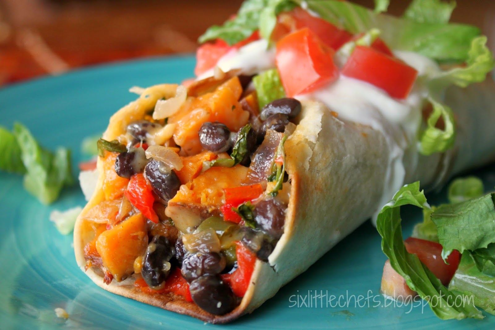 Six Little Chefs Roasted Veggie and Black Bean Burrito