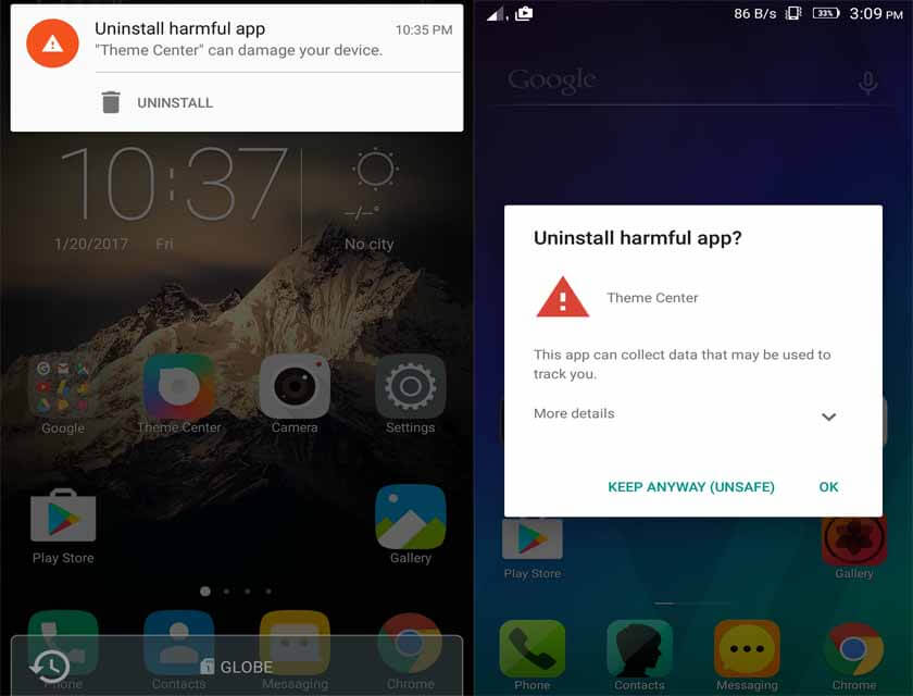 Lenovo Theme Center Uninstall Harmful App Disable Notification