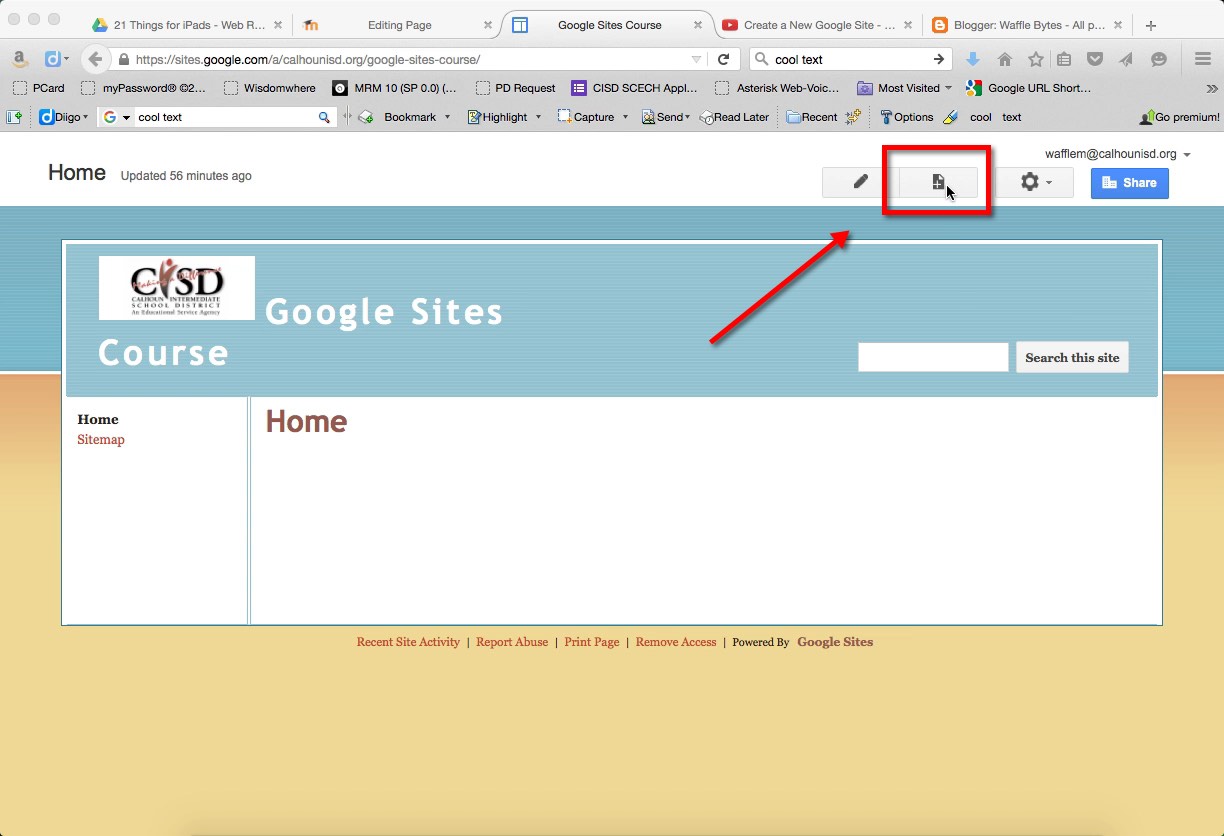 Google Sites Add a New  Page to your Google Site