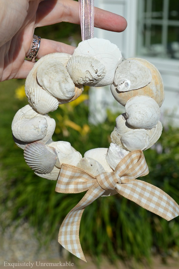Shell Wreath with a ribbon hanger