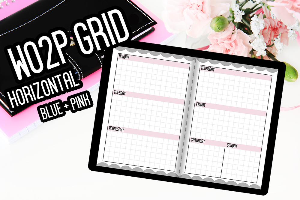 Free Printable A6 Wo2p Horizontal Grid Travelers Notebook Split Weekend The Tiny Canary