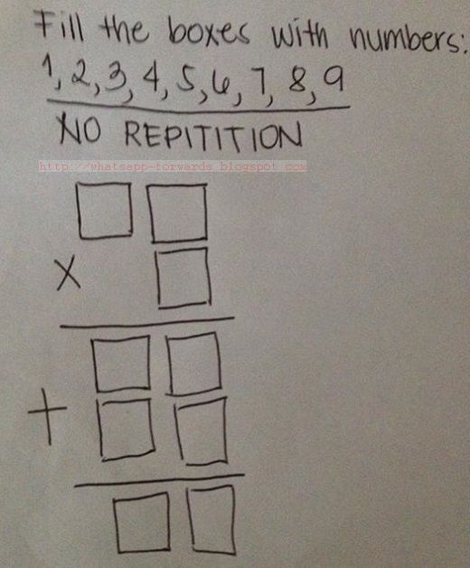 Fill the Boxes with Numbers 1 2 3 4 5 6 7 8 9 No Repetition Puzzles World