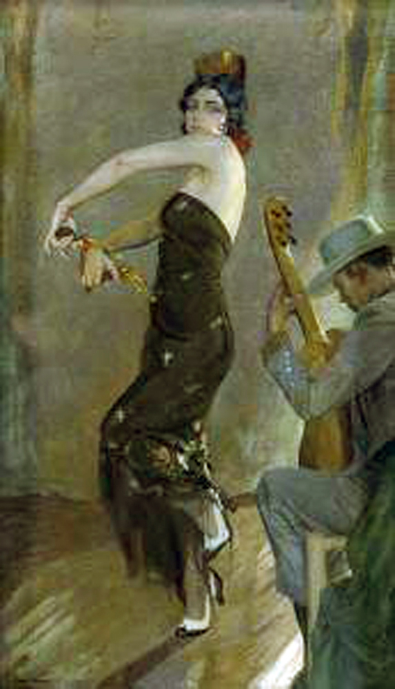 Guitarrista y bailaora Guitarrista y bailaora, Francisco Pons Arnau, Pintor español, Pintor Valenciano, Pintura Valenciana, Impresionismo Valenciano