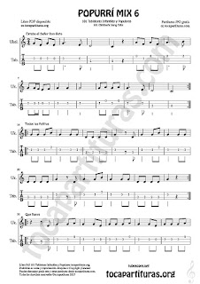  Mix 6 Tablatura y Partitura de Ukele Estaba el Señor Don Gato, Todos los Patitos, Qué llueva Infantil, El Conde Olinos Mix 6 Tablature Sheet Music for Ukelele Music Scores Tabs