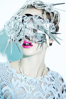 woman wearing mask, scissor make, beauty and fashion photographer nyc