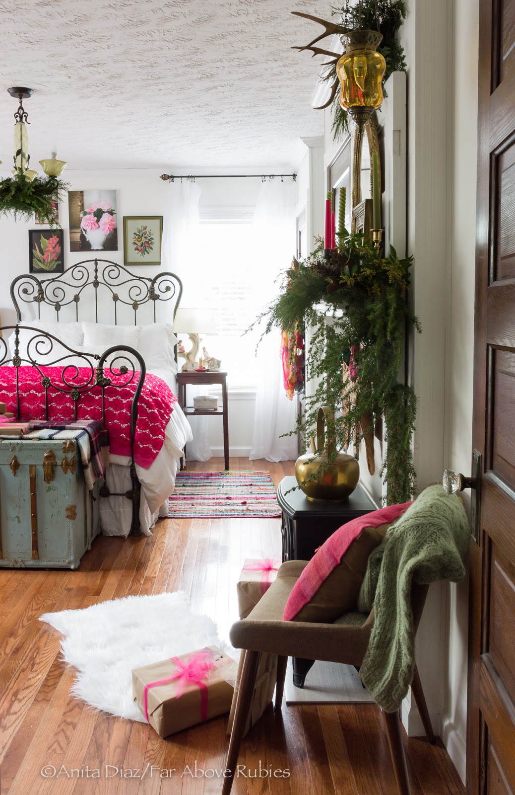 Romantic Homes photo shoot -- the Christmas bedroom