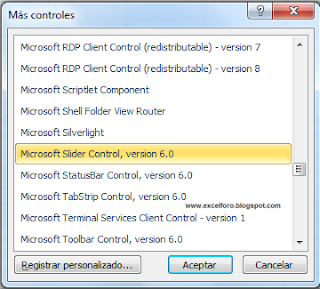 VBA: El control Slider o Deslizador - Microsoft Slider control, version 6.0