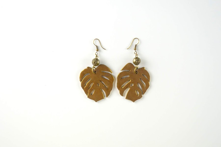 pendientes monstera arcilla polimérica