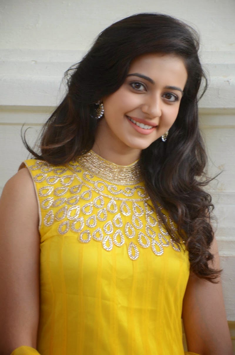 Rakul Preet Singh Cute Yellow Salwar Kameez Latest Photos